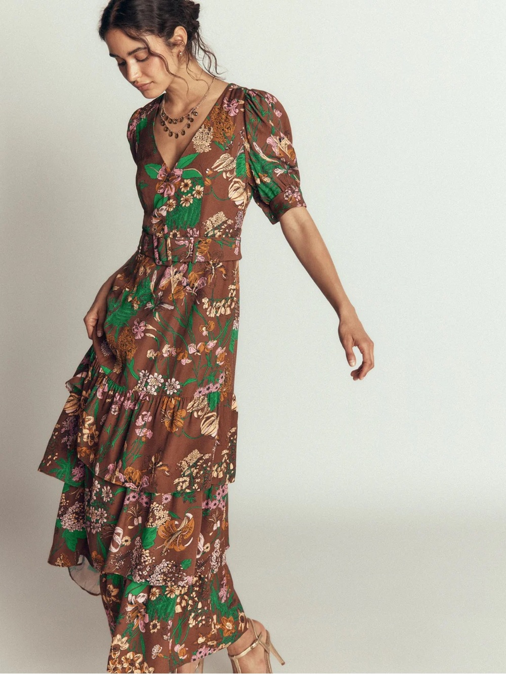 NWT BODEN V Neck Layered Dress in Woodland Whimsical Flora - Picture 2 of 12
